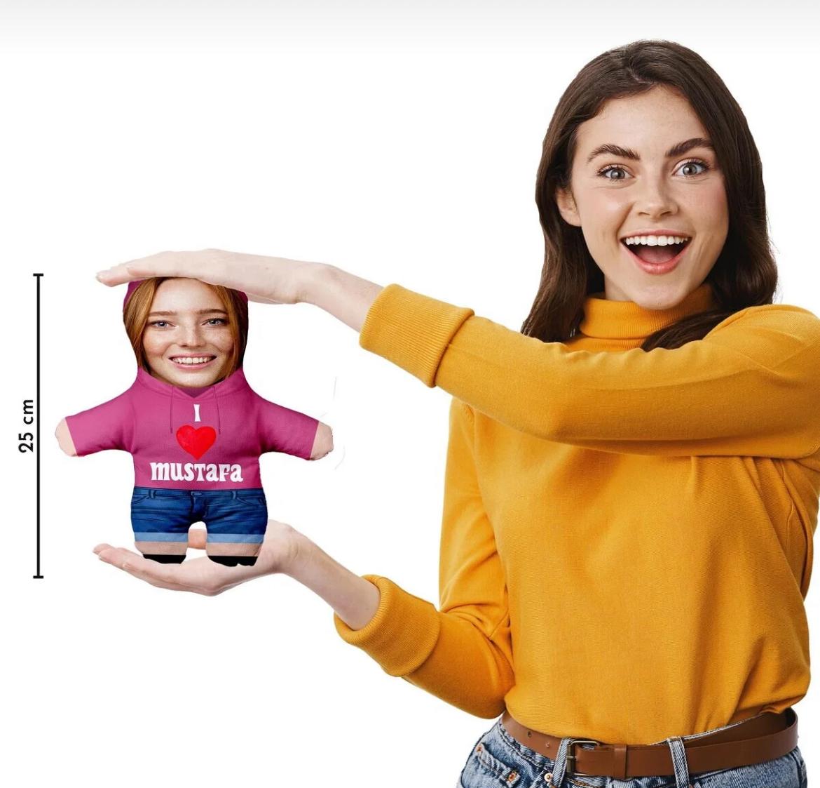 Minik Sevgilim Peluş Oyuncak - 25cm - Kişiye Özel Fotoğraflı Sevgiliye Hediye