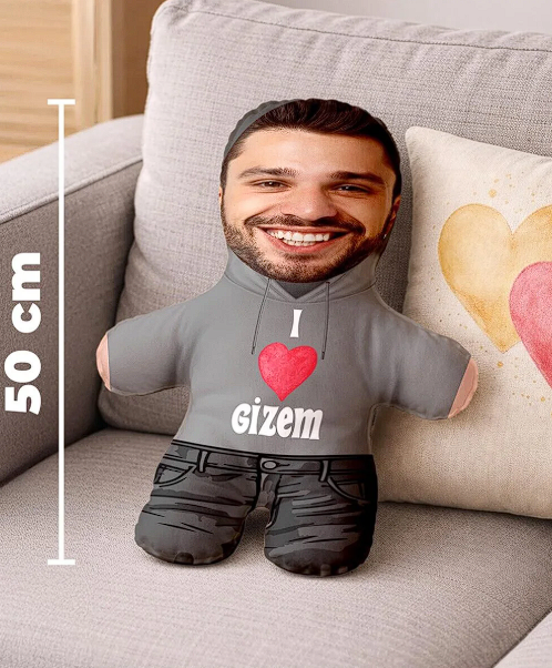 Minik Sevgilim Peluş Oyuncak Kişiye Özel Fotoğraflı Sevgiliye Hediye-50cm-