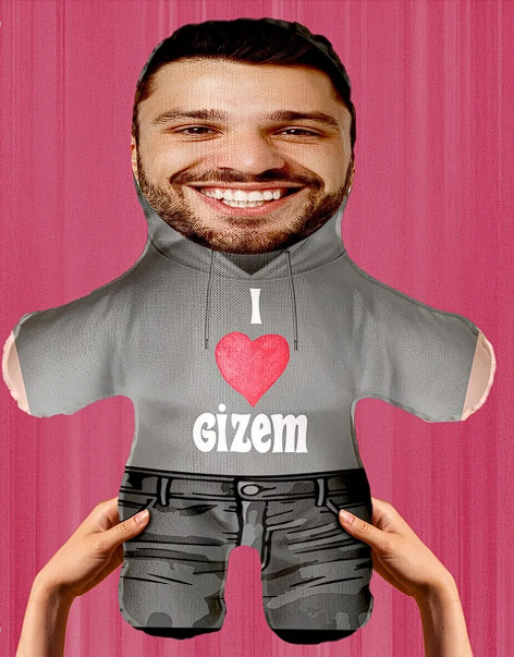 Minik Sevgilim Peluş Oyuncak Kişiye Özel Fotoğraflı Sevgiliye Hediye-50cm-