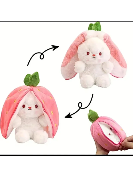 Fermuarlı Hediyelik Çilek Tavşan Peluş Oyuncak