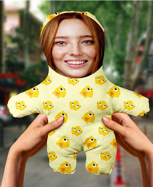 Sarı Civciv Tasarımlı Kişiye Özel Sevimli Fotoğraflı Peluş Oyuncak-25cm-
