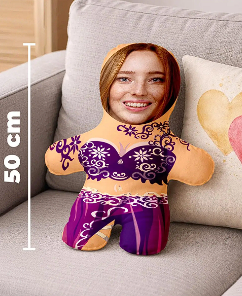 Kişiye Özel Fotoğraflı Dansöz Peluş Oyuncak Esprili Komik Hediye-50cm-