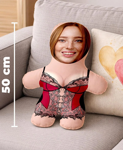 Kişiye Özel Fotoğraflı Gecelikli Peluş Oyuncak -50cm