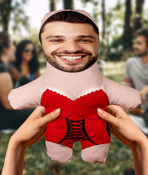 Kişiye Özel Fotoğraflı Komik Gecelikli Peluş Oyuncak -25cm-