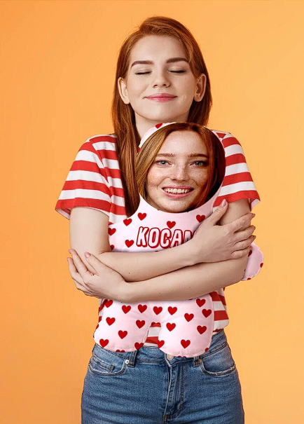 Kocam Da Kocam Kişiye Özel Fotoğraflı Peluş Oyuncak Eşe Sevgiliye Esprili Hediye -50cm