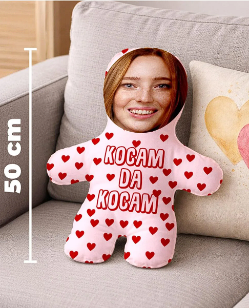 Kocam Da Kocam Kişiye Özel Fotoğraflı Peluş Oyuncak Eşe Sevgiliye Esprili Hediye -50cm