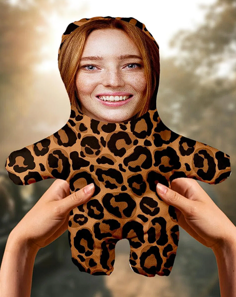 Leopar Desenli Kişiye Özel Fotoğraflı Peluş Oyuncak -25cm-