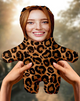 Leopar Desenli Kişiye Özel Fotoğraflı Peluş Oyuncak -25cm-